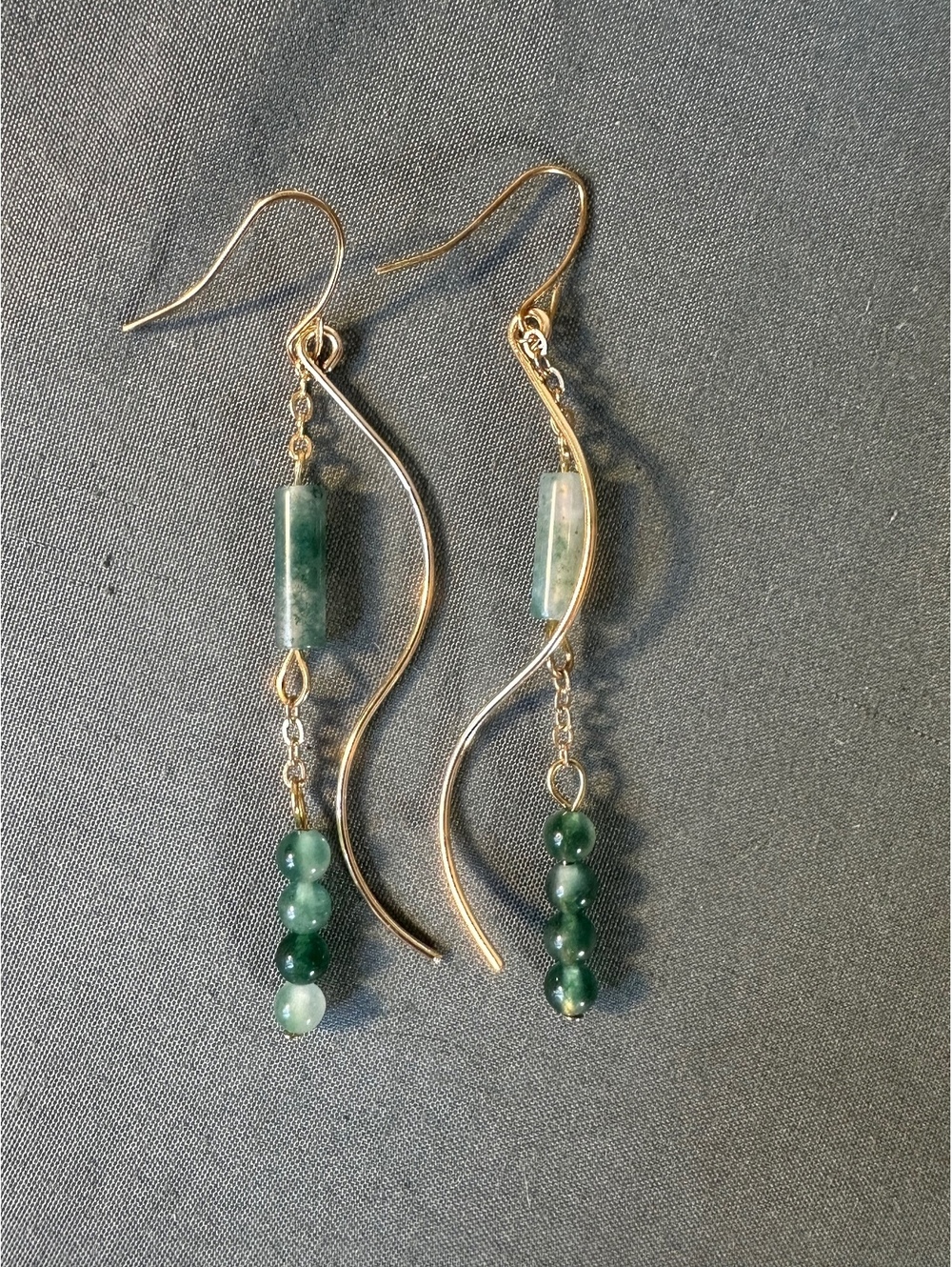 Fairycore Jade and gold colored Dangle Earrings